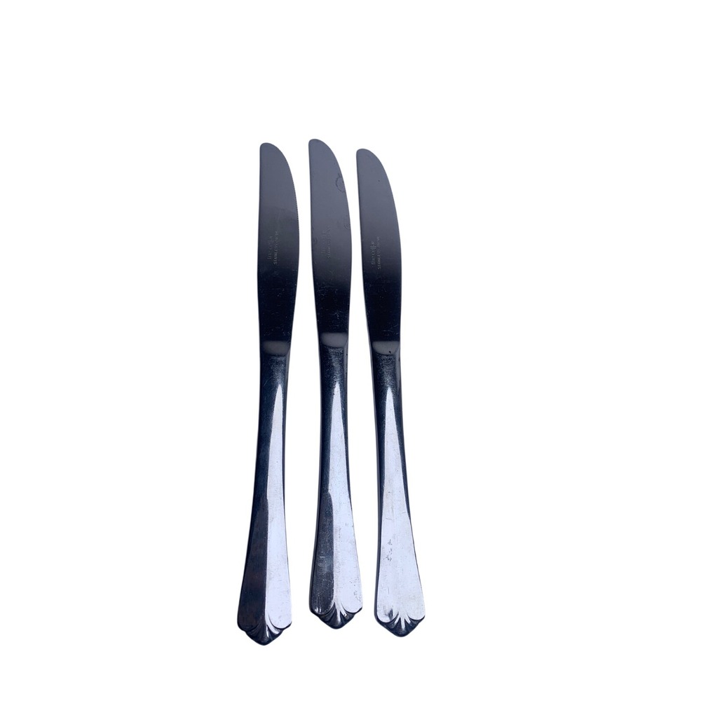 The Cellar Stainless Japan Dinner Knives Set of 3 Shell Fan Handle Vintage